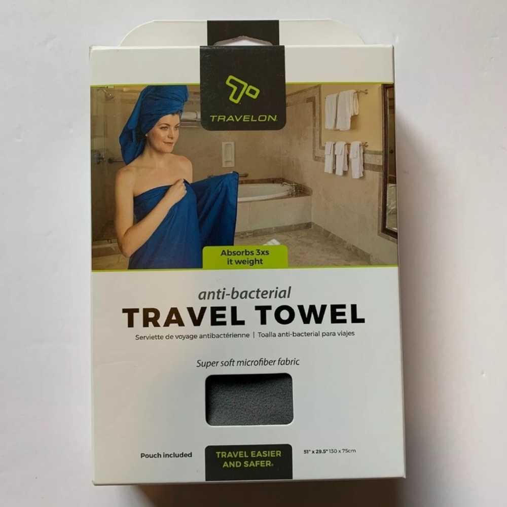 TRAVELON ANTI-BACTERIAL MICROFIBER TRAVEL TOWEL
